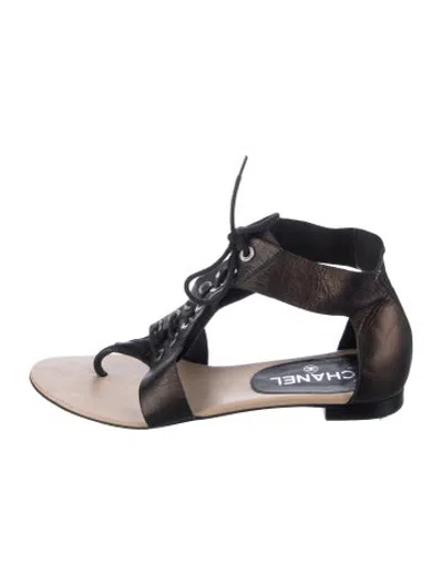 Pre-owned Chanel Vintage 2012 Gladiator Sandals In Black