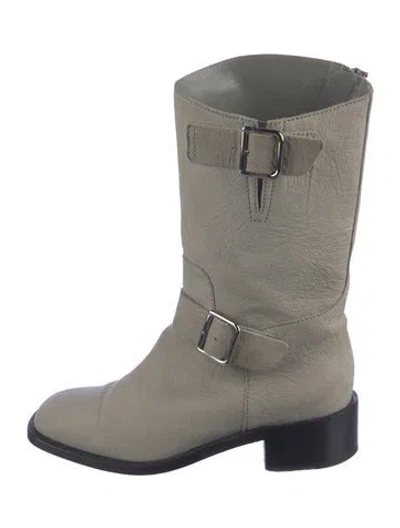 Pre-owned Chanel Vintage 2012 Moto Boots In Green