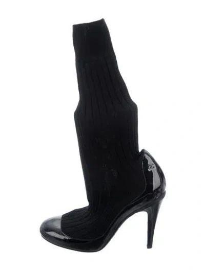 Pre-owned Chanel Vintage 2014 Sock Boots In Black