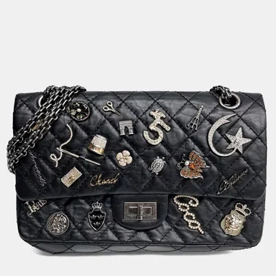 Pre-owned Chanel Vintage 2.55 Charm Black Quilted Lambskin Leather Shoulder Bag