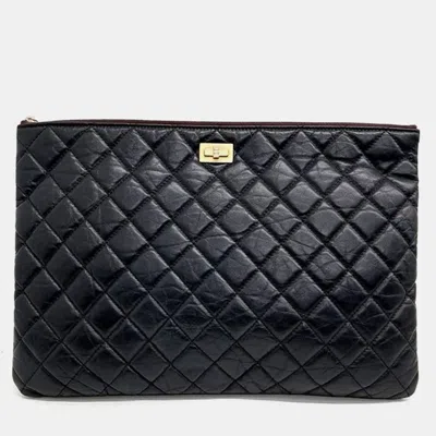 Pre-owned Chanel Vintage 2.55 Large Clutch In Black