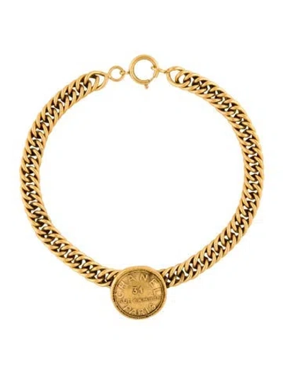 Pre-owned Chanel Vintage 31 Cambon Paris Medallion Cc Pendant Necklace, 16.5" In Multi