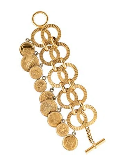 Pre-owned Chanel Vintage 31 Rue Cambon Medallion Charm Bracelet, 7.75" In Multicolor