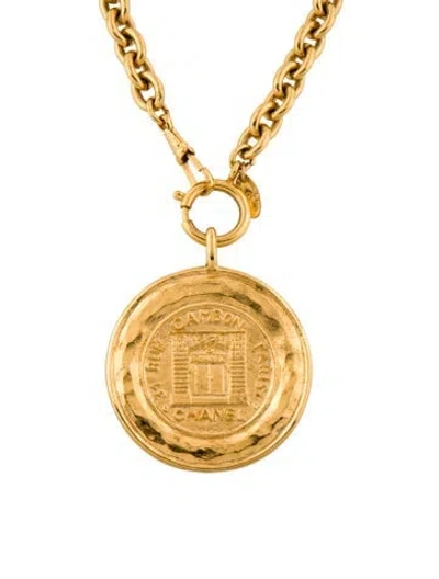 Pre-owned Chanel Vintage '31 Rue Cambon Paris' Medallion Pendant Necklace, 30" In Multi