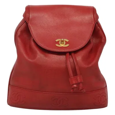 Pre-owned Chanel Vintage Backpack Caviar Red Leather Backpack Bag ()