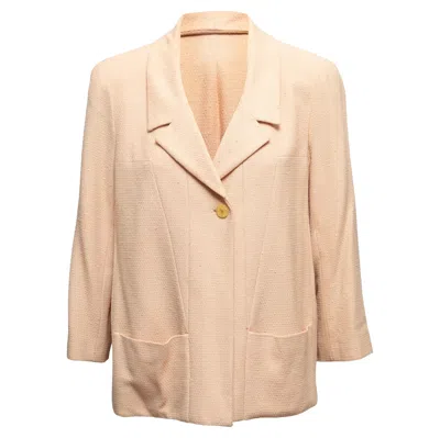 Pre-owned Chanel Vintage Beige  Spring/summer 2001 Linen Blazer Size Fr 34 In Brown