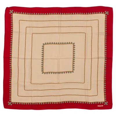 Pre-owned Chanel Vintage Beige Silk Gripoix Scarf In Brown