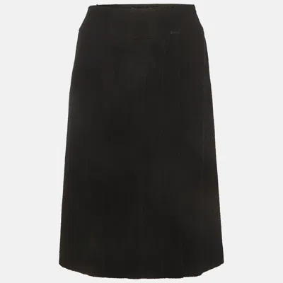Pre-owned Chanel Vintage Black Boucle Wrap Knee Length Skirt S