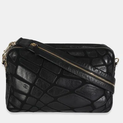Pre-owned Chanel Vintage Black Lambskin Jersey Scales Camera Case