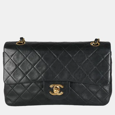 Pre-owned Chanel Vintage Black Quilted Lambskin Small Classic Double Flap Bag
