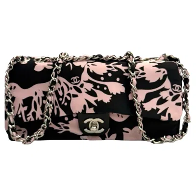 Pre-owned Chanel Vintage Black/pink Canvas Structured Shoulder Bag In Excellent Condition