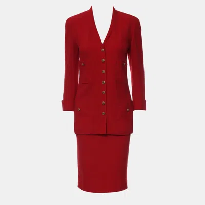 Pre-owned Chanel Vintage Blazer & Skirt Set In Red