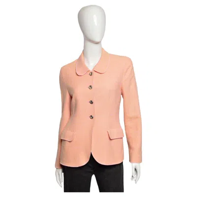 Pre-owned Chanel Vintage Boutique Tweed Button-up Blazer, 1998 In Orange