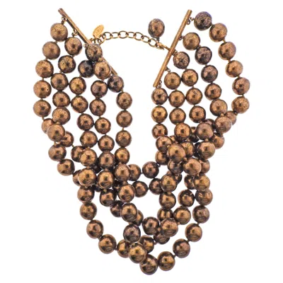 Pre-owned Chanel Vintage Bronze Bead Choker Necklace In Multi