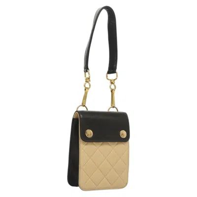 Pre-owned Chanel Vintage Button Waist Bag Quilted Lambskin Beige Leather Clutche & Pouche Bag () In Sand