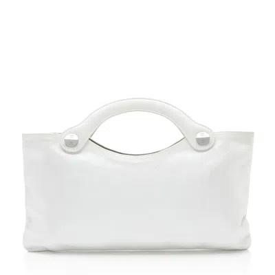 Pre-owned Chanel Vintage Calfskin Flat Tote In White