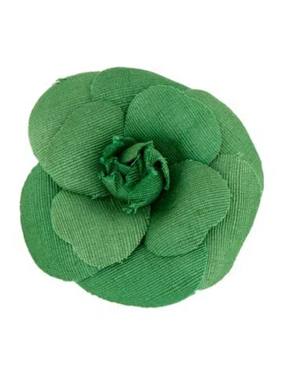 Pre-owned Chanel Vintage Camellia Brooch In Green