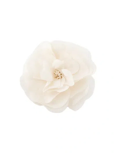 Pre-owned Chanel Vintage Camellia Brooch In White