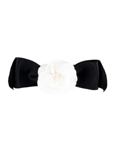 Pre-owned Chanel Vintage Camellia Hair Clip In Black