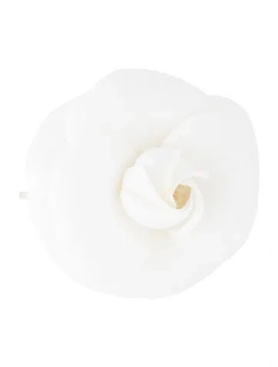 Pre-owned Chanel Vintage Camellia Pin Brooch In White