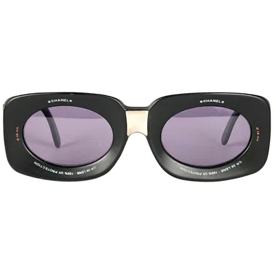 Pre-owned Chanel Vintage Camera Lens Black & Grey Sunglasses Made In Italy Collector Item In Gray