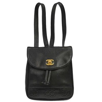 Pre-owned Chanel Vintage Caviar Black Leather Backpack Bag ()