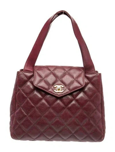 Pre-owned Chanel Vintage Caviar Flap Tote In Burgundy