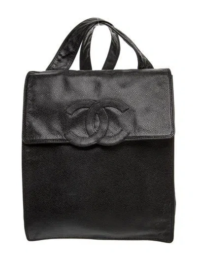 Pre-owned Chanel Vintage Caviar Timeless Flap Backpack In Black