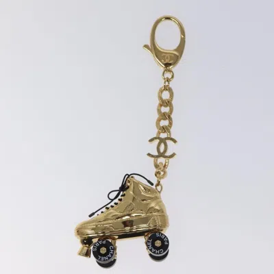 Pre-owned Chanel Vintage Cc Bag Charm Metal With Leather Metal Charms And Keychains Accessory () In Gold