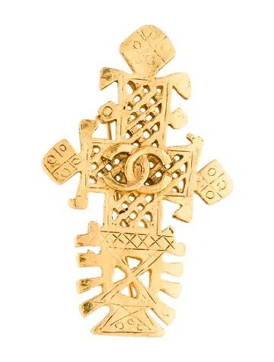 Pre-owned Chanel Vintage Cc Brooch Pin In Multi