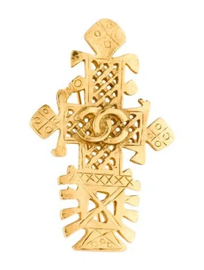 Pre-owned Chanel Vintage Cc Brooch Pin In Multi