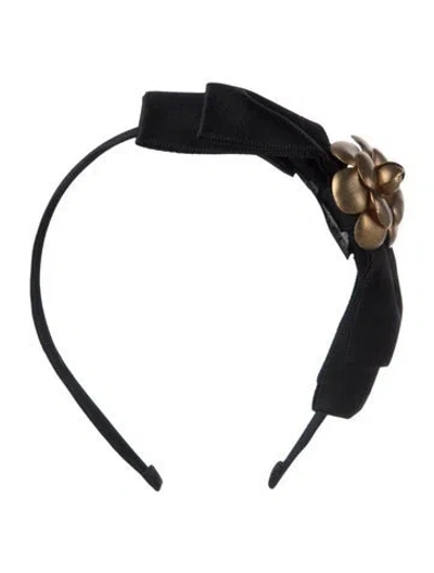 Pre-owned Chanel Vintage Cc Camellia Headband In Black