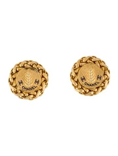 Pre-owned Chanel Vintage Cc Chain Link Clip-on Earrings In Multi