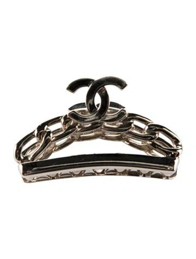 Pre-owned Chanel Vintage Cc Chain-link Hair Clip In Silver