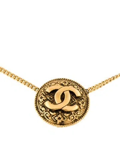 Pre-owned Chanel Vintage Cc Choker Pendant Necklace, 15" In Multi