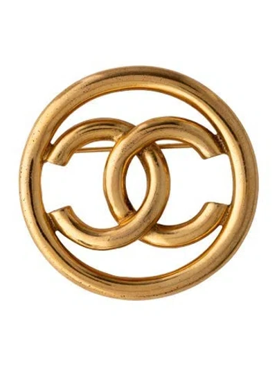 Pre-owned Chanel Vintage Cc Circle Pin Brooch In Multi