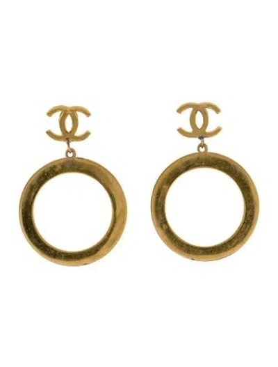 Pre-owned Chanel Vintage Cc Clip-on Hoop Earrings In Multi