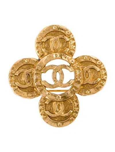 Pre-owned Chanel Vintage Cc Coin Motif Brooch In Multi
