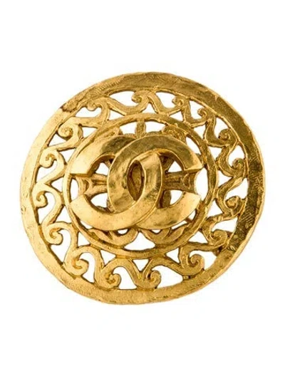 Pre-owned Chanel Vintage Cc Cutout Brooch In Multi