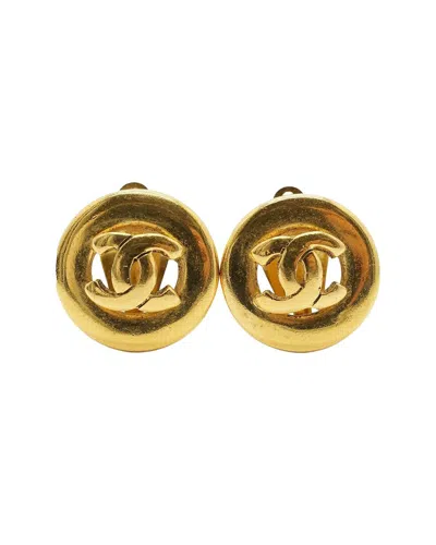 Chanel Vintage Cc Earrings (authentic Pre-loved) In Gold