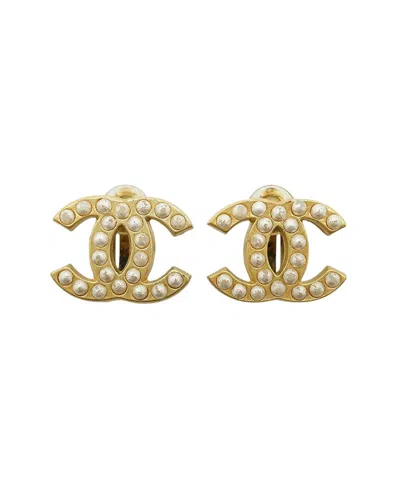 Chanel Vintage Cc Earrings (authentic Pre-loved) In Gold