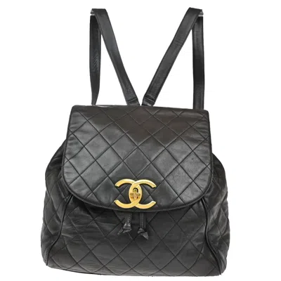 Pre-owned Chanel Vintage Cc Flap Backpack Leather Brown Leather Backpack Bag ()
