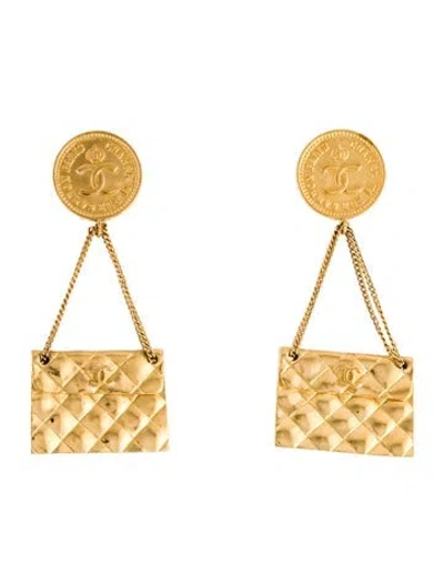 Pre-owned Chanel Vintage Cc Flap Bag Clip-on Earrings In Multi