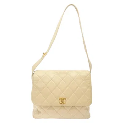 Pre-owned Chanel Vintage Cc Flap Crossbody Bag Quilted Lambskin Leather Shoulder Bag Bag () In Sand