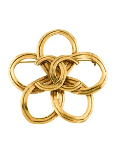 Pre-owned Chanel Vintage Cc Flower Pin Brooch In Multi