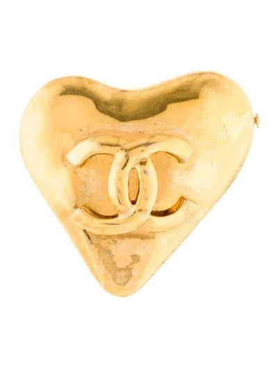 Pre-owned Chanel Vintage Cc Heart Brooch In Multi