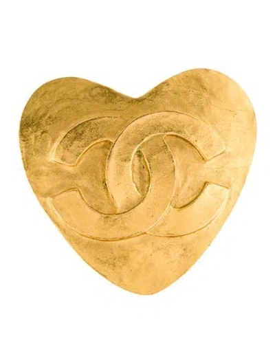 Pre-owned Chanel Vintage Cc Heart Brooch In Multi