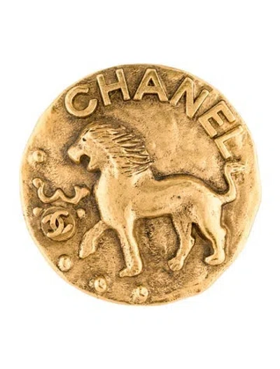 Pre-owned Chanel Vintage Cc Lion Brooch In Multi