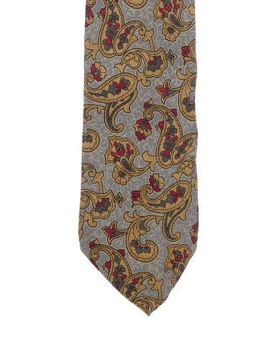Pre-owned Chanel Vintage Cc Paisley Tie In Gray