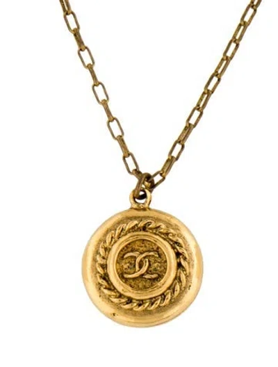 Pre-owned Chanel Vintage Cc Pendant Necklace, 17" In Multi